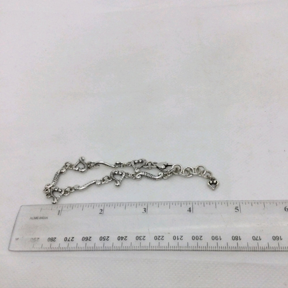 Brighton Silvertone Heart Link Bracelet 8" - Picture 4 of 4